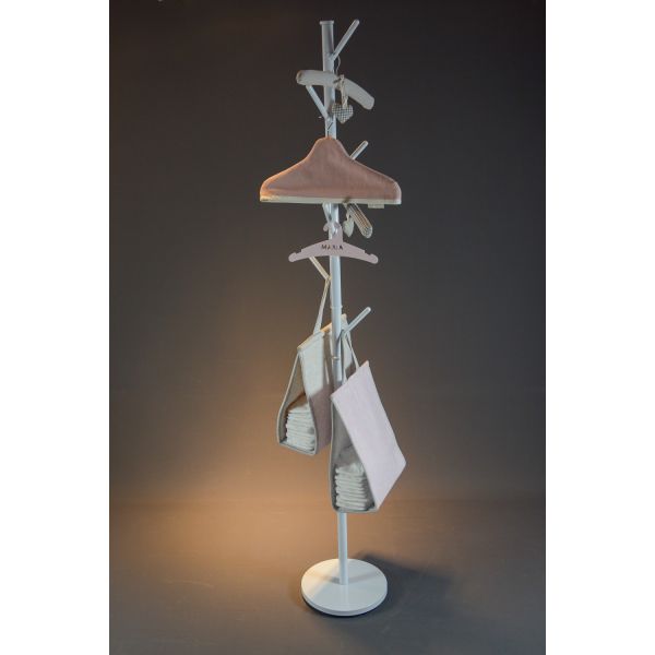 PERCHERO A SUELO GIRATORIO BLA NCO 6 GANCHOS 30X191