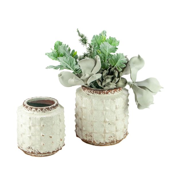 JARRON CERAMICA CRAQUELADO BLANCO 15X15X15 