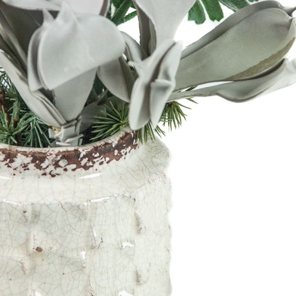 JARRON CERAMICA CRAQUELADO BLANCO 15X15X15 