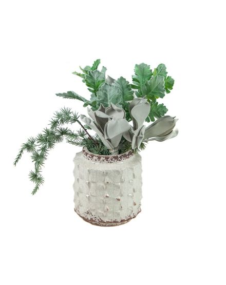 JARRON CERAMICA CRAQUELADO BLANCO 15X15X15  2