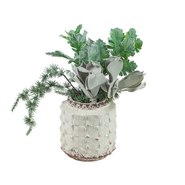 JARRON CERAMICA CRAQUELADO BLANCO 15X15X15 