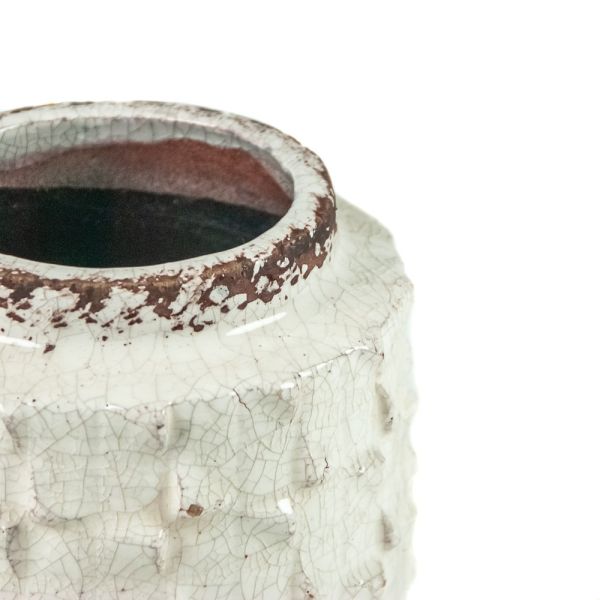JARRON CERAMICA CRAQUELADO BLANCO 15X15X15 