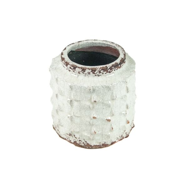 JARRON CERAMICA CRAQUELADO BLANCO 15X15X15 