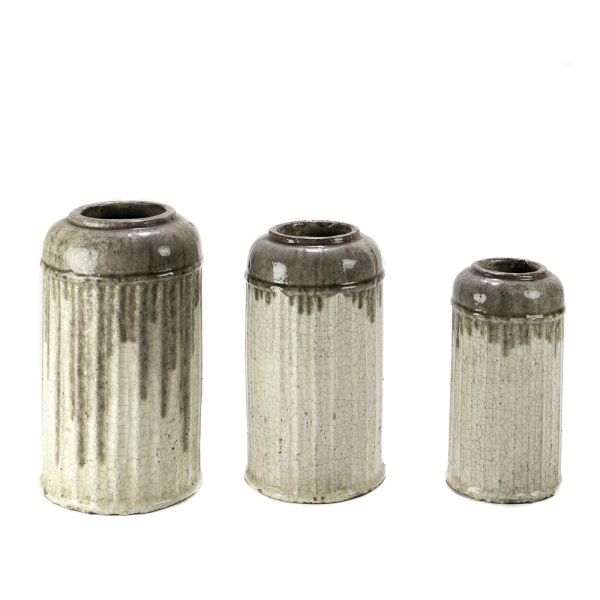 JARRON CERAMICA CRAQUELADO GRIS 18X18X31 