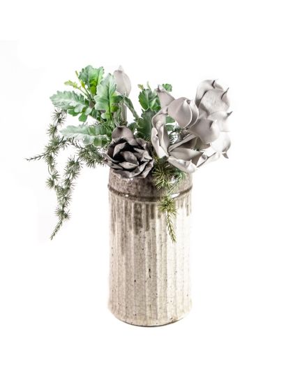 JARRON CERAMICA CRAQUELADO GRIS 18X18X31  2