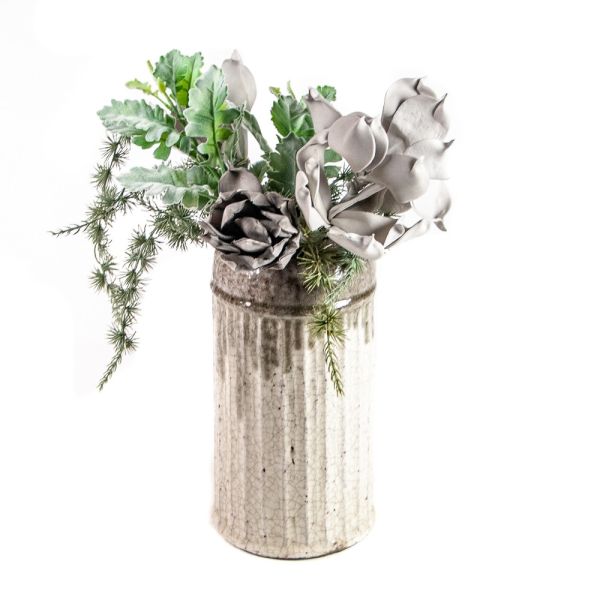 JARRON CERAMICA CRAQUELADO GRIS 18X18X31 