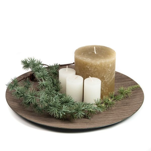 BAJO PLATO REDONDO MADERA MARRON 33X33X2 