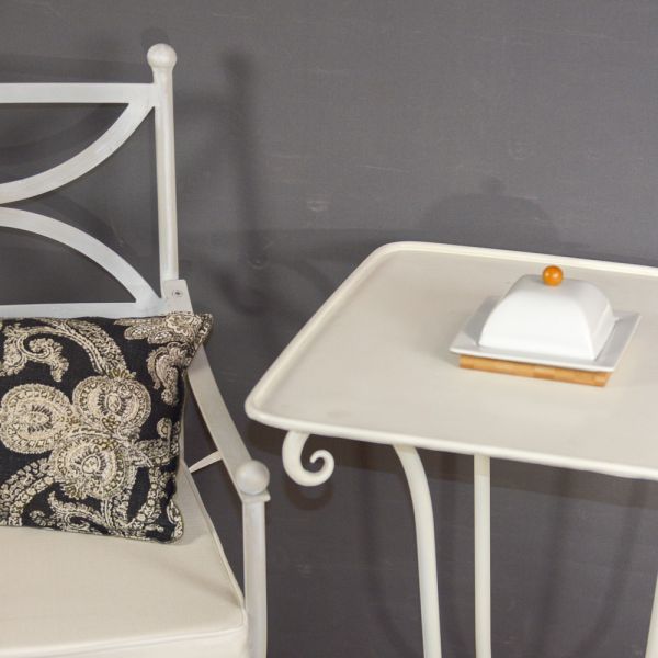 BANDEJA CERAMICA BLANCA MADERA 15X15              