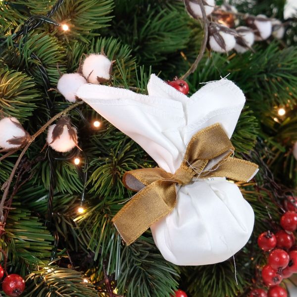 BOLA NAVIDAD TELA BLANCA LAZO