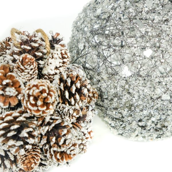 Bola grande Navidad colgante Diam. 38 cm plata brillante