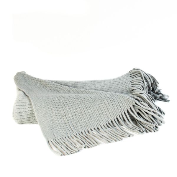 PLAID MANTA PIE CAMA GRIS CLAR O PUNT FLECOS 130X160