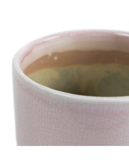 MACETA CERAMICA ROSA/NATURAL 14X14X13 2