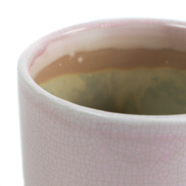 MACETA CERAMICA ROSA/NATURAL 14X14X13